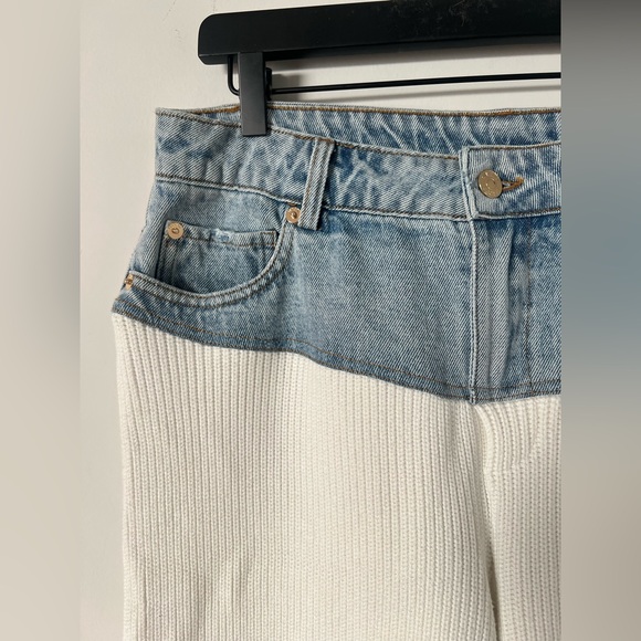SER.O.YA NWT Chani Knit and Denim Pants in White & Coastline - Picture 7 of 16